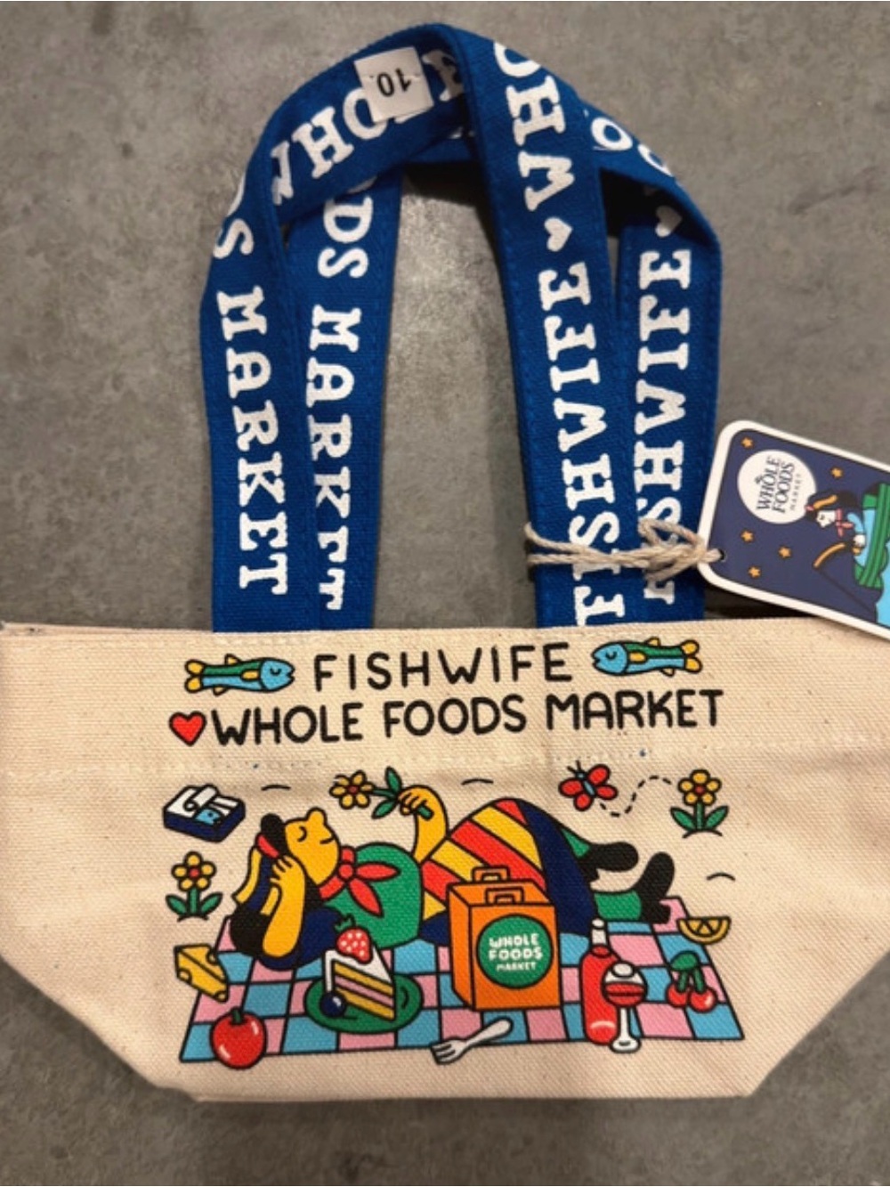 WholeFoods Fishwife Canvas mini tote